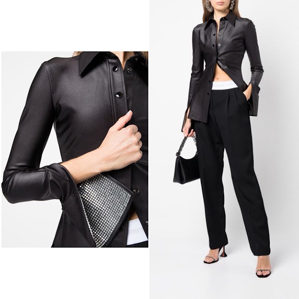 NWT Alexander Wang crystal-embellished split-cuff shirt 0 $495